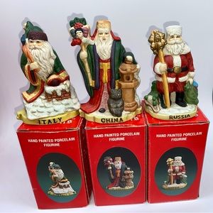 Six National Porcelain Santa’s Figurines